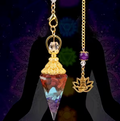 Péndulo de Cadena Dorada y Piedra Natural, Péndulo de 7 Chakras, colgante de resina de grava, accesorios, collar