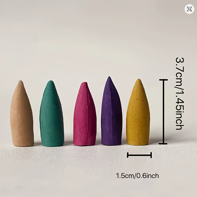 Pack de 100 Conos de Incienso de Cascada "Big Spark" (16 Minutos de Duración) - Set de Conos de Reflujo Premium. 9 Aromas Naturales y Colores Vibrantes para Relajación y Meditación.