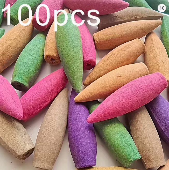 Pack de 100 Conos de Incienso de Cascada "Big Spark" (16 Minutos de Duración) - Set de Conos de Reflujo Premium. 9 Aromas Naturales y Colores Vibrantes para Relajación y Meditación.