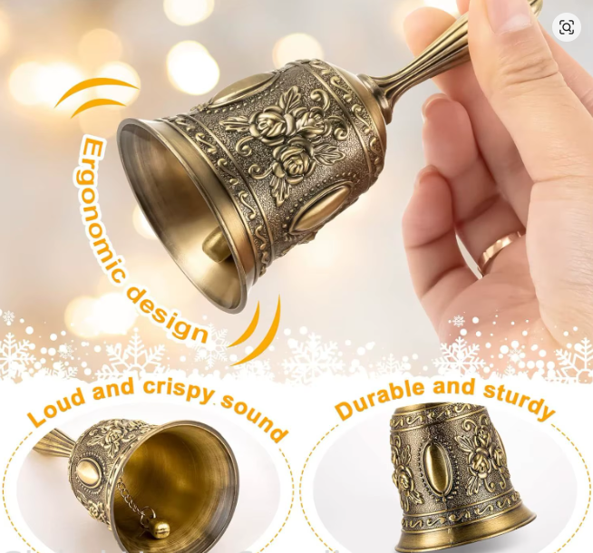 Campana de Mano de Bronce Estilo Retro: Sonido Cristalino para Rituales, Meditación y Decoración Zen. Artesanía en Metal de Alta Calidad con Acabado Vintage.