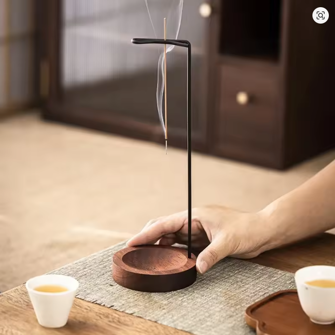 Soporte de Incienso Moderno de Madera: Diseño Invertido "Anti-Cenizas". Elegante Quemador para Varillas que Mantiene tu Espacio Impecable. Decoración de Lujo para el Hogar.