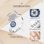 Anillo Protector "Doble Amuleto": Mano de Fátima y Ojo Turco en Plata de Ley 925. Diseño Ajustable con Cristales, Joyería con Intención y Estilo