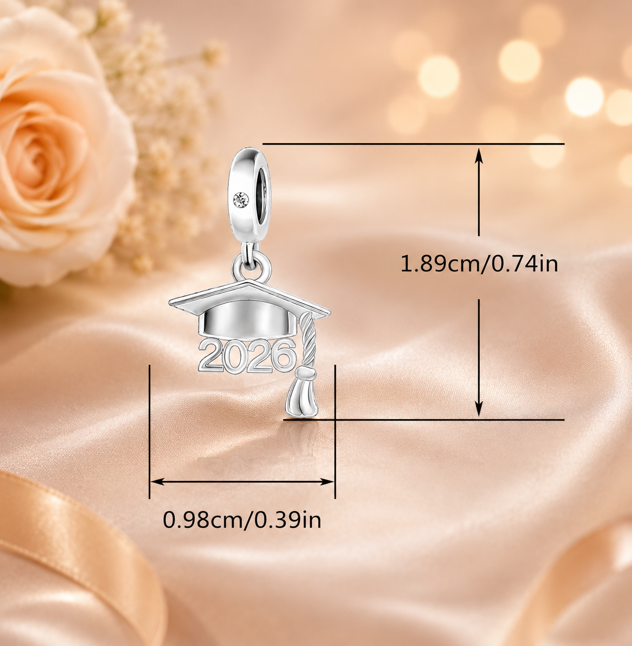 Orgullo de Graduación 2026 | Pulsera Original Plata 925 con Circonitas Ajustable, Dije Plata 925, Caja Aterciopelada de Graduación y Bolsa de Regalo Premium